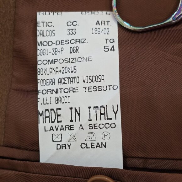 Dalcos Lanificio Fratelli Bacci Jacket Men IT 54 US 44 Brown Wool Cashmere 3B LS - Picture 14 of 16